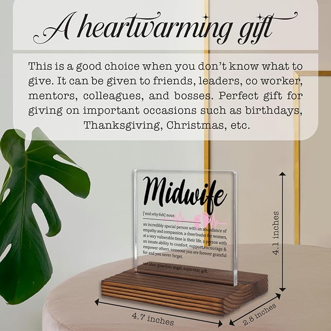 Midwife Appreciation Gift Desk Sign for Birth Support Nurse, Thank You Plaque for Midwives, Office Decor for Women’s Health Heroes, Empathy and Empowerment Gift PA061