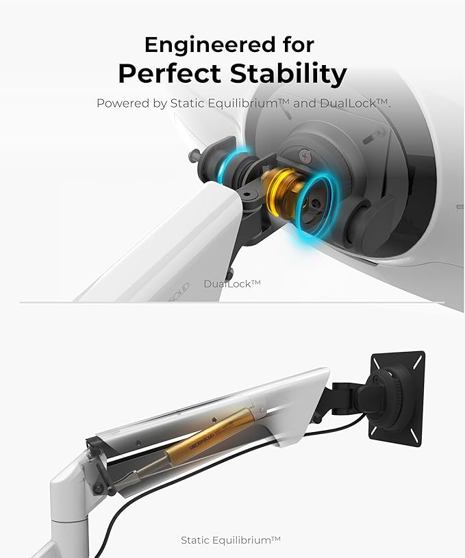 Modernsolid Heavy Duty Ultrawide Monitor Arm with RGB Lighting & USB Charging, Fits 34 to 49 inch Curved Screens, Supports 14 to 38 lbs, Adjustable Desk Mount, Gaming Setup, Black