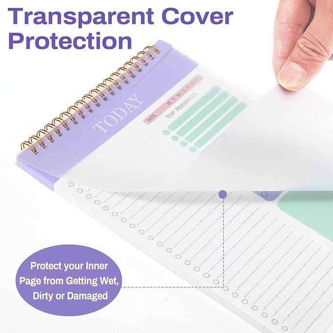 to Do List Notepad with 60 Tear Off Sheets, 6.7 x 9.8" to Do List Notebook for Work Perforated Daily Planner with Task Checklist for Home School Office Personal Organizers, Purple