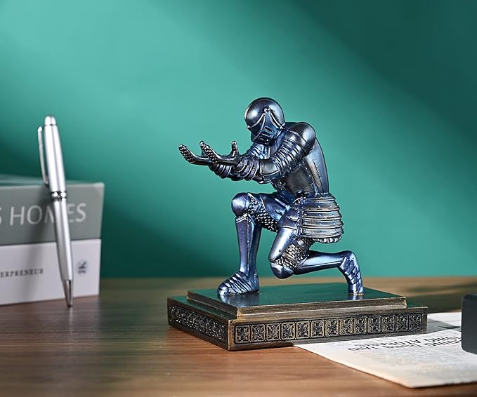 HDMbigmi Knight Pen Holder Pen Stand Desk Organizers and Accessories Resin Pencil Holder as Gift with a Fancy Pen for Office and Home Desk Organizer (Blue)