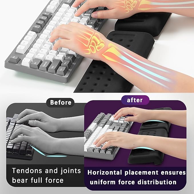 Pack of 2 L-Shaped Wrist Rest Keyboard, Memory Foam Arm Rest Desk, Ergonomic Wrist Rest for Palm, Wrist & Forearm, Office & Home(Pink)