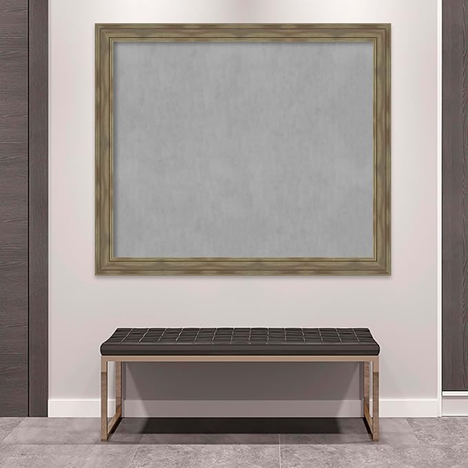 Amanti Art Grey Framed Magnetic Board 46x54 Oversize Vision Board for use with Magnets, 100% Metal Sheet to Display Items as Office Decor or for Home Organization in mudroom, Kitchen or Kids Room