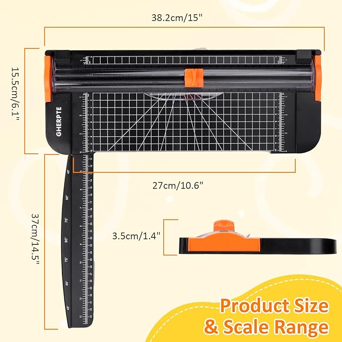 A4 Paper Cutter -12 Inch Paper Trimmer with 2pcs Replacement Blades with Safeguard Side Rulerfor Cut Gift Card,Coupon,Label, Cardstock,Photo