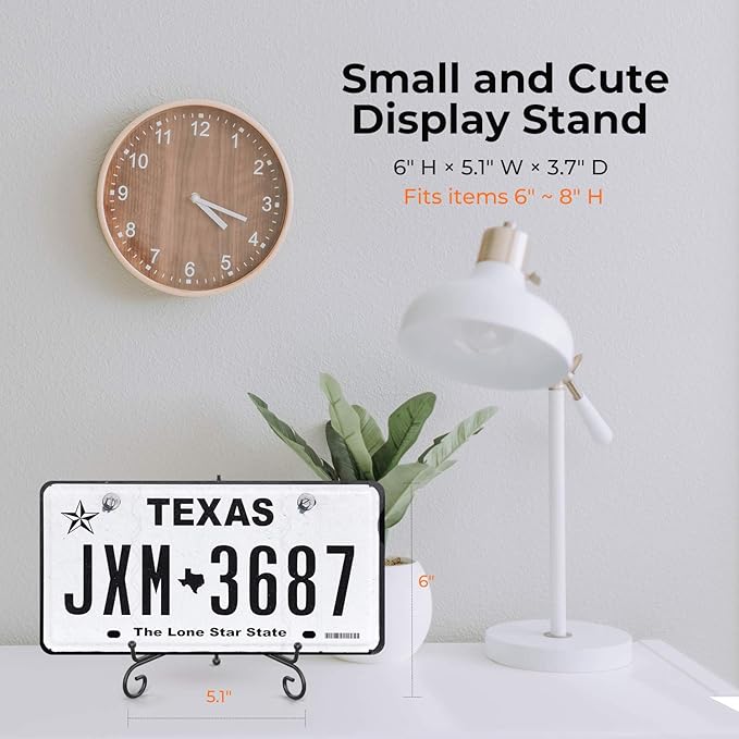 TR-LIFE Plate Stands for Display - 6 Inch Holder + Metal Easel Stand for Picture Frame, Decorative Plates, Book, Photo, Collectibles (2 Pack)