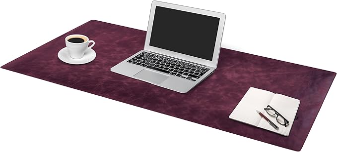 Node Leather Calfskin Leather Desk Pad – Executive Office Desk Mat with Non-Slip Bottom – Smooth Surface for Mouse & Keyboard – Wide Desk Protector 15 3/4" x 38" – Real Leather Desk Blotter