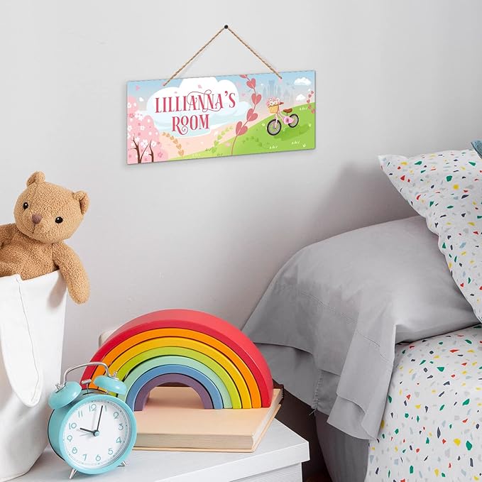 Custom Girl/Boy Name Sign Personalized Children Decor Bedroom Sign For Kids Room, Christmas Gift, Castle Tent, Wall Sign 5x13 Inches, ACM, Made in USA