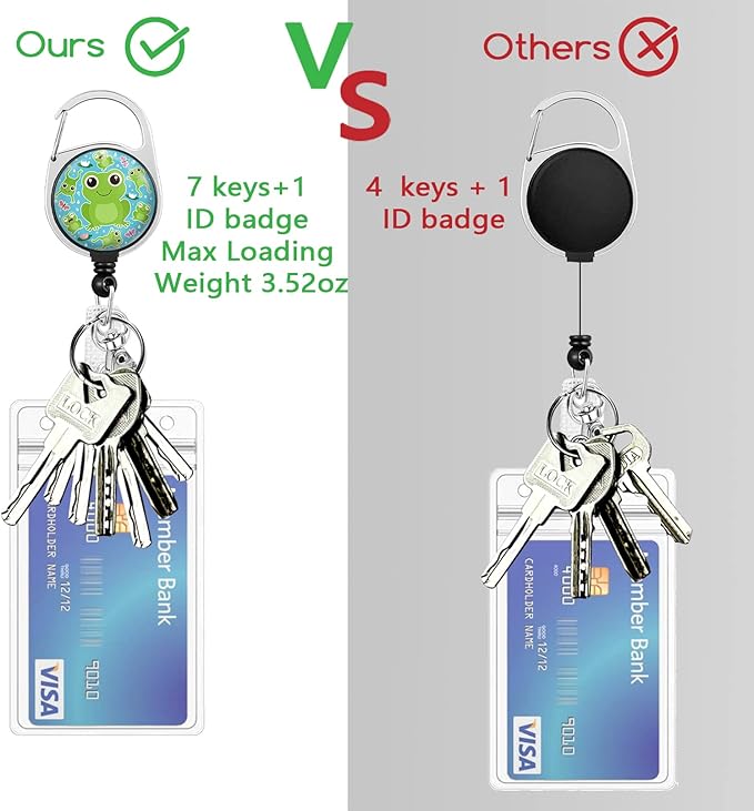 Frog Lanyards for Id Badges, Cute Badge Reel Heavy Duty with Carabiner Clip, Fashionable ID Badge Holder with Breakaway Lanyard, Teacher Nurse Office Christmas Gifts