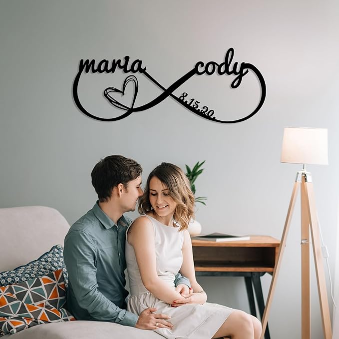 Personalized Valentines Day Metal Wall Sign, Custom Infinity Heart Love Couple Name Sign, Valentine Day Couple Gift, Metal Engagement Sign, Wedding Gift For Husband and Wife, Home Decoration