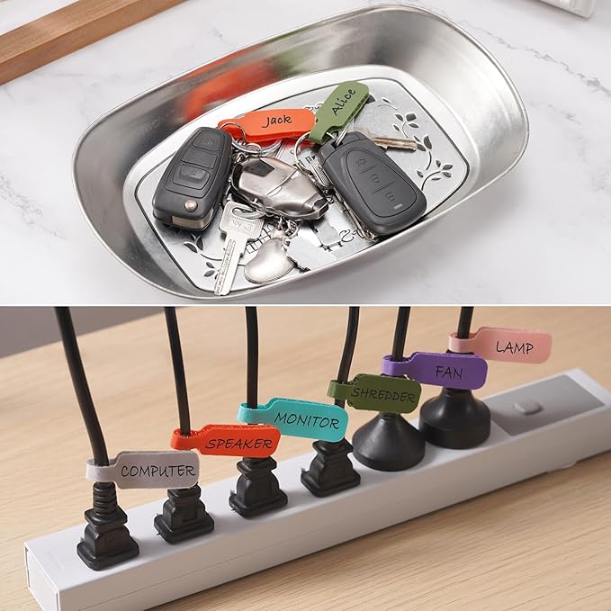 Trilancer Cable Cord Labels Large Size, for Organizing Wires and Identification, Multicolored Handwriting Cable Tags, Reusable with Multiple Uses - 35 PCS