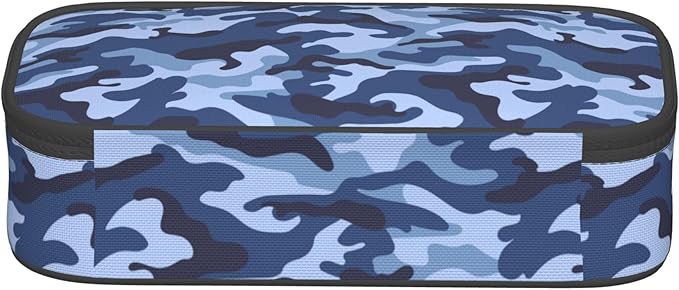 YIJIUWKIS Kids Adults Camo Style Pencil Case Blue Pencil Box for Boys Men Girls Women, Portable Canvas Storage Pouch Marker Pen Organization Bag, Desk Office Organizer Travel Bag