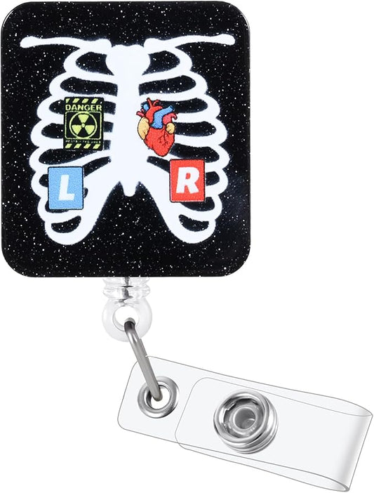 X-ray Tech Funny Nurse Badge Reel | Retractable ID Card Badge Holders | Medical Work Badge Clip for Pediatric Radiology ER ED RT(R) CT Radiologists Nurses Radiologic Technologists CNA RN LPN MA