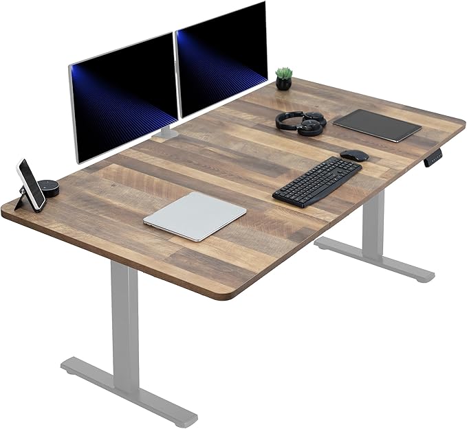 VIVO Electric 71 x 36 in Standing Desk, Memory Height Adjustment, 1B Series, Holds 220 lbs, Reclaimed Wood Top Gray Frame, DESK-KIT-1G7P-36