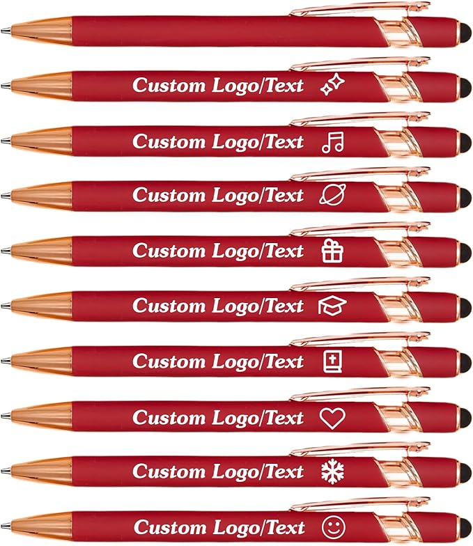 CRME Bulk Custom Pens Personalized Customized Engraved Writing Pen with Name Logo Retractable Ballpoint Pens Black Ink for Back to School,Home,Office,Teacher Supplies Metal Material Wine Red Pen