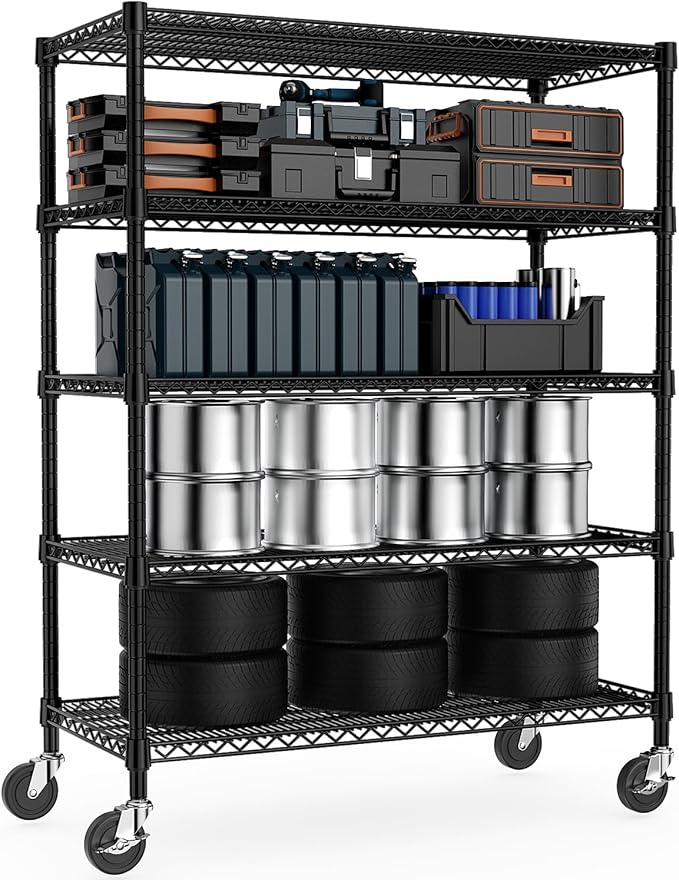 M MZG Garage Shelving 5 Tier Industrial Metal Shelving Units for Commercial, Basement, Pantry, Warehouse, School, Black Heavy Duty Easy Assembly 23.6" D x 53.2" W x 73.6" H