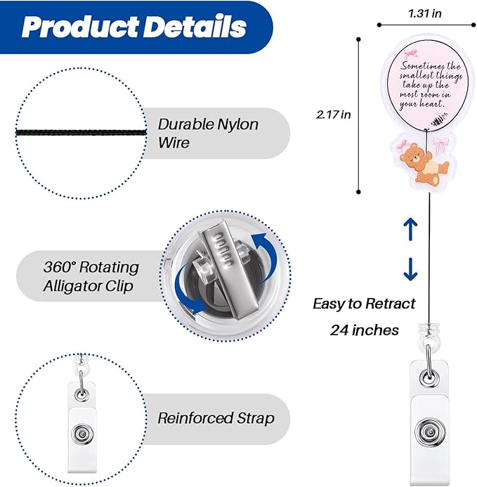 Sometimes The Smallest Things Take Up The Most Room in Your Heart, Retractable ID Card Badge Holders, Medical Badge Buddy for Pediatric Nurse Pediatrician CNM CCLS Geriatric LCSW Health Psychologist