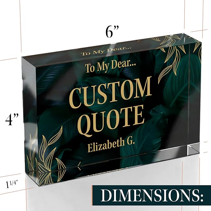 Custom Acrylic Sign Personalized, Custom Desk Name Plate, 18 Styles, (4"x6"), With Gift Box, USA Made by Acryluxe. (Luxurious)