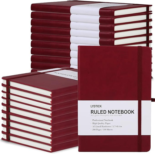 LYDTICK 20 Pack Journals for Writing College Ruled Notebooks Journal in Bulk, Hardcover Notebooks (200Pages) for Note Talking, Lined Bullet Journals for Home School Office, 5.7"x8.4", Red