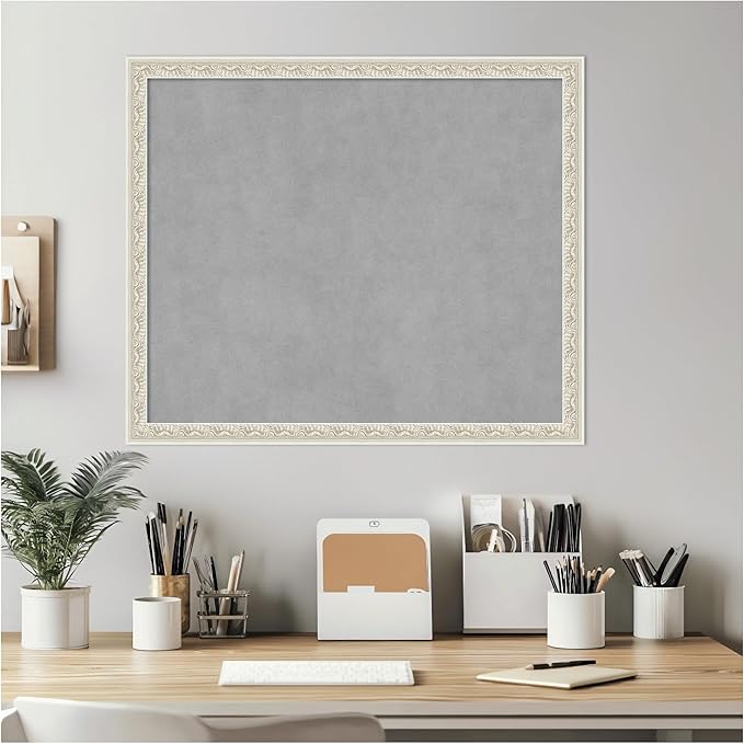 Amanti Art Silver Framed Magnetic Board 22x26 Medium Vision Board for use with Magnets, 100% Metal Sheet to Display Items as Office Decor or for Home Organization in mudroom, Kitchen or Kids Room