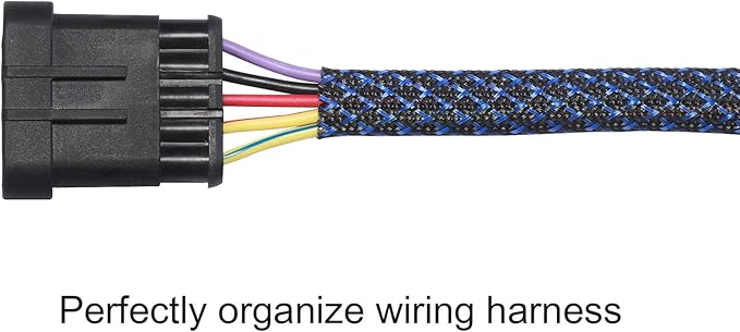 25ft - 3/8 inch PET Expandable Braided Sleeving – BlackBlue – Alex Tech Braided Cable Sleeve
