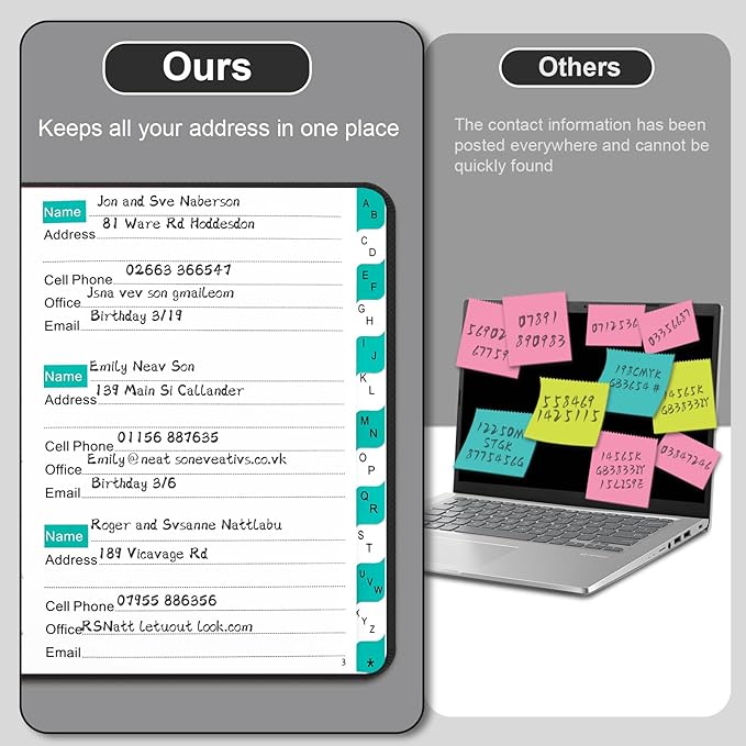 Address Book with Alphabetical Tabs, Portable Address Telephone Book, Hardcover Address Organizer and Password Keeper - Record Contacts, Anniversaries, Birthdays 6.1x4.7" – Black