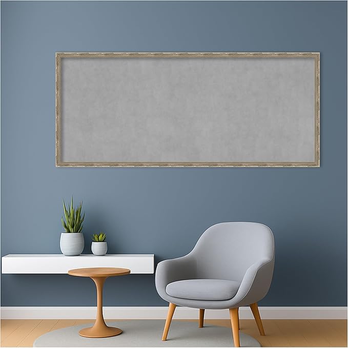 Amanti Art Silver Framed Magnetic Board 22x50 Oversize Vision Board for use with Magnets, 100% Metal Sheet to Display Items as Office Decor or for Home Organization in mudroom, Kitchen or Kids Room