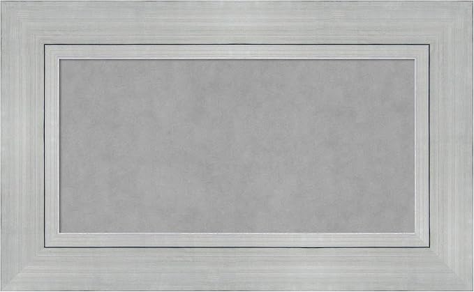 Amanti Art Silver Framed Magnetic Board 19x31 Small Vision Board for use with Magnets, 100% Metal Sheet to Display Items as Office Decor or for Home Organization in mudroom, Kitchen or Kids Room