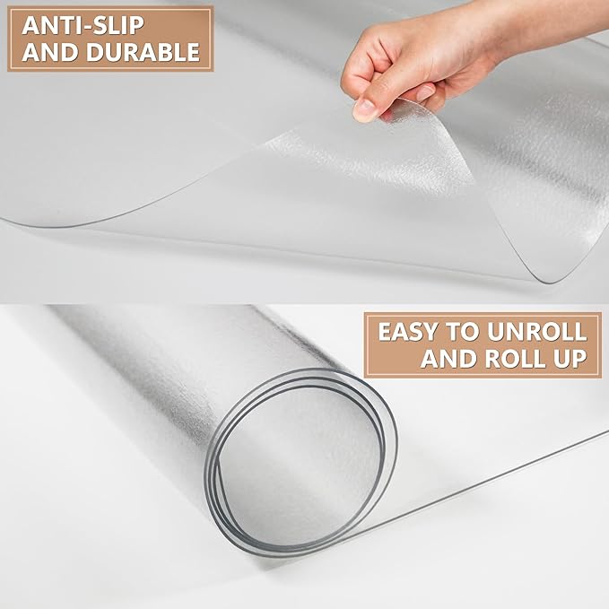HOMEK Large Office Chair Mat for Hardwood Floor- 46" x 72" Clear Computer Desk Chair Mat for Hard Wood/Tile Floors, Easy Glide Plastic Mat for Under Office Chairs on Hardwood for Work & Home