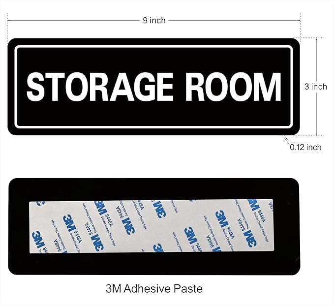 Storage Room Sign - Premium Durable Acrylic Material, Super Strong Self-adhesive, Quick Installation, Suitable for Your Home and Business (9 × 3 Inches, Black)