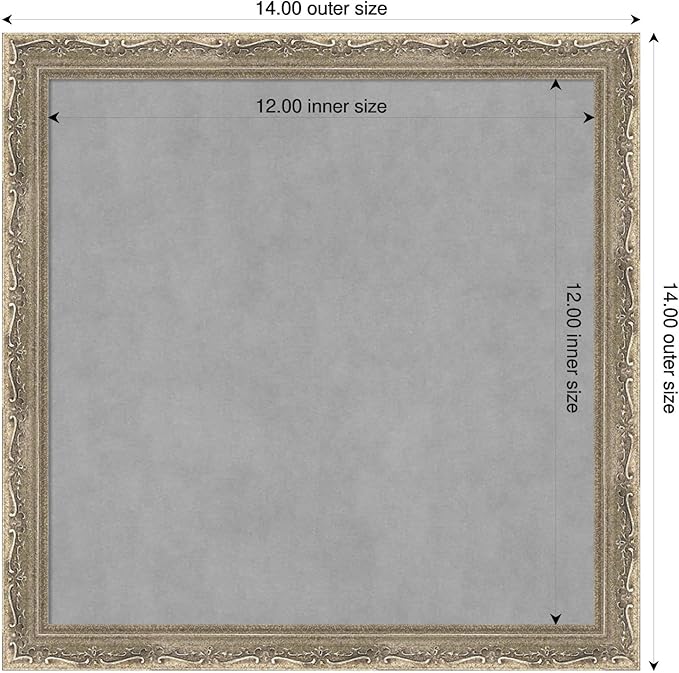 Amanti Art Silver Framed Magnetic Board 14x14 X-Small Vision Board for use with Magnets, 100% Metal Sheet to Display Items as Office Decor or for Home Organization in mudroom, Kitchen or Kids Room