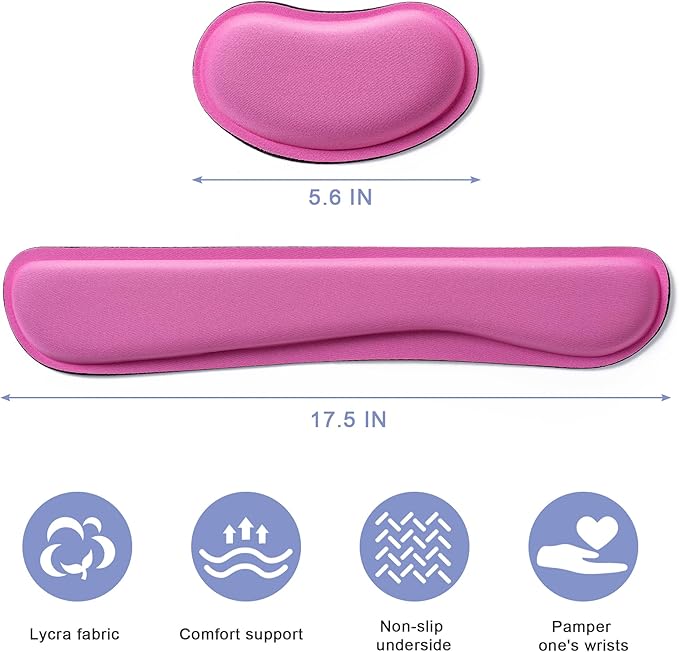 Hoewina Keyboard Wrist Rest,Ergonomic Wrist Rest,Superfine Fabric and Gel Memory Foam Wrist Pad for Computer Keyboard for Easy Typing & Pain Relief, Suitable for Office, Family, Outdoor, Rose Red