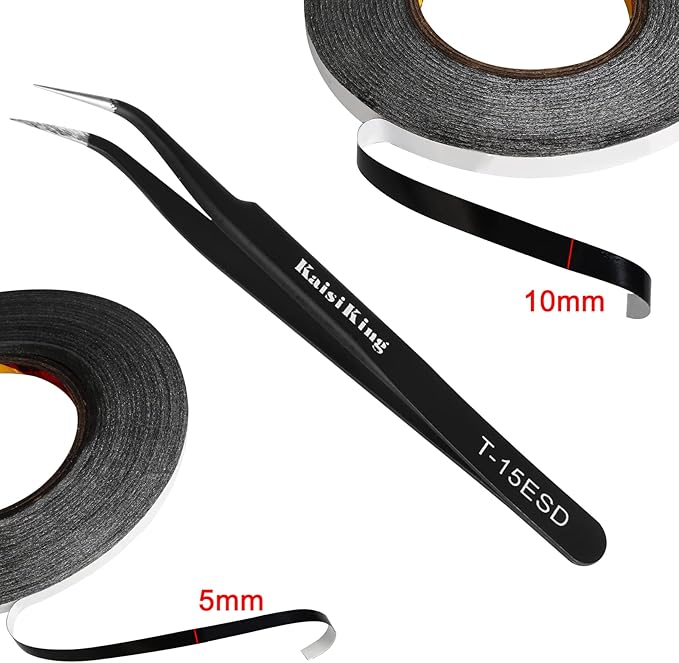 Kaisiking 5mm x 50M LCD Repair Tape for Phone Screen, Adhesive Tape with 1 Tweezers for Cell Phone, iPad, Tablets, Laptops, Camera