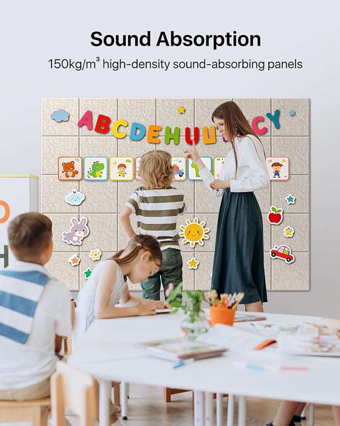 Large Cork Boards for Walls, 47"x35" Bulletin Board, 12-Pack Felt Wall Tiles with 60 Adhesive Tabs, Cork Boards for Office Decor, Felt Board Alternative Pin Board