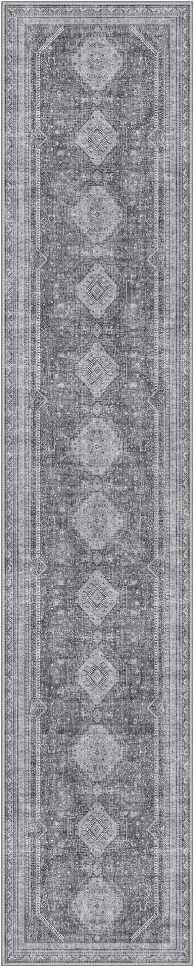 GENIMO Runner Rug 2x12 Non Slip Machine Washable Hallway Runner Rug, Low Pile Lightweight Rugs for Entryway, Hallway, Kitchen and Corridor, Vintage Grey