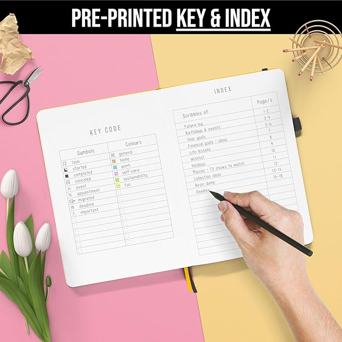 Bullet Dotted Journal Dot Grid Notebook | A5 Daily Journaling Notebooks for Personal Writing, Work, Women | 120gsm Thick Paper, Hard cover, Lay Flat Binding | 5x7 Journals Cuaderno Libretas de apuntes