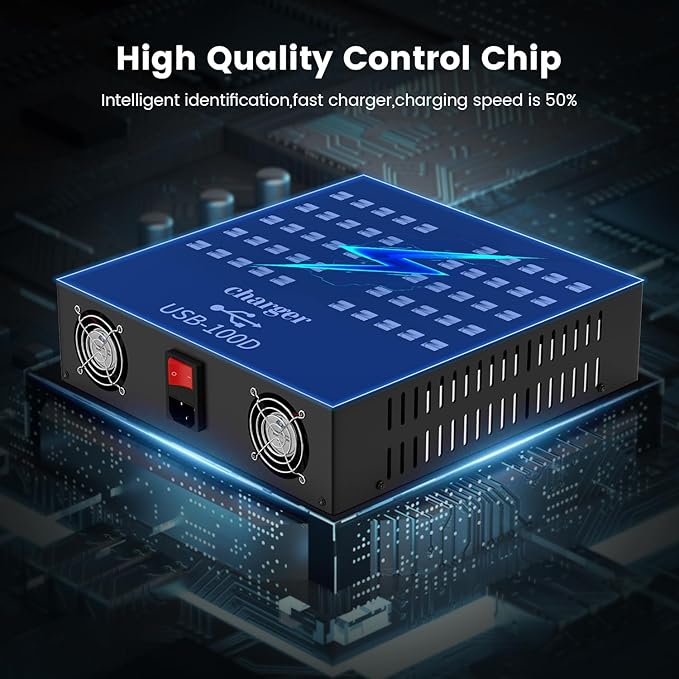 USB Charger, Cinlinso 100 Port 700Watt(140A) USB Charging Station for Multiple Devices, Multiport Desktop USB Fast Charger for Industry Hotel School Shopping malls