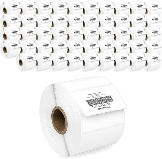 HOUSELABELS 2.25" x 1.25" Address Labels on 1" Core in Polypropylene Compatible with Zebra and Rollo Printers, 50 Rolls / 1,000 Labels per Roll