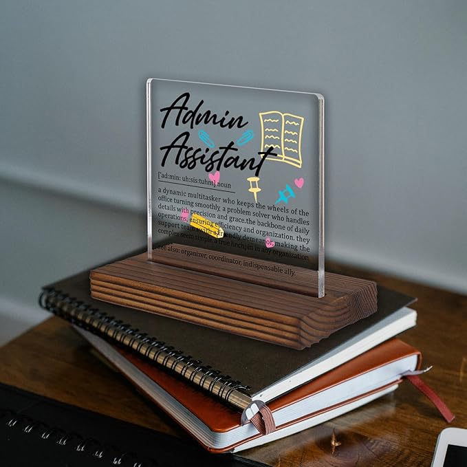 Admin Assistant Gifts, Thank You Desk Sign for Administrative Professionals, Office Support Staff Appreciation Plaque, Recognition Decor for Admin Week PA041