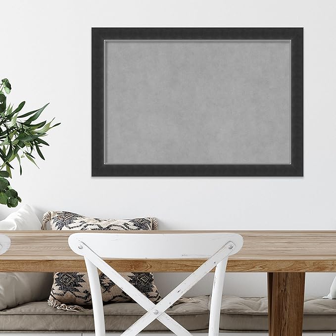 Amanti Art Black Framed Magnetic Board 19x27 Medium Vision Board for use with Magnets, 100% Metal Sheet to Display Items as Office Decor or for Home Organization in mudroom, Kitchen or Kids Room