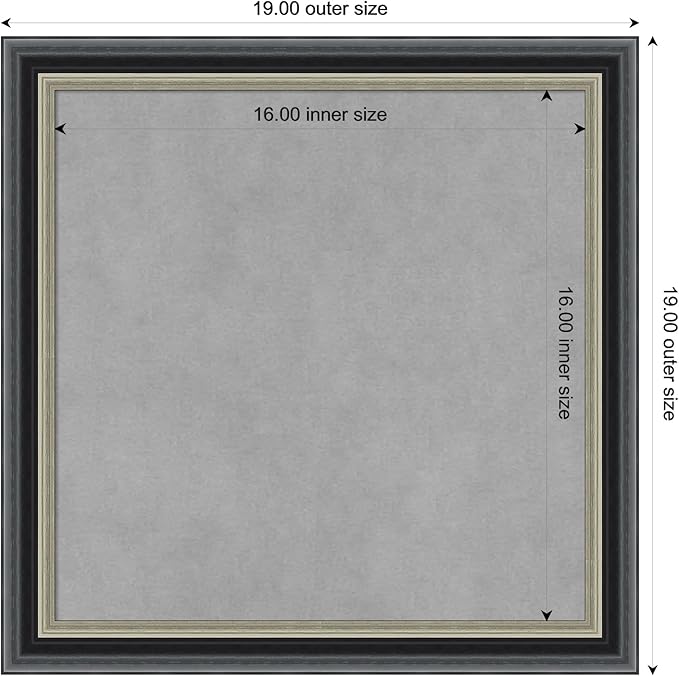Amanti Art Black Framed Magnetic Board 19x19 Small Vision Board for use with Magnets, 100% Metal Sheet to Display Items as Office Decor or for Home Organization in mudroom, Kitchen or Kids Room
