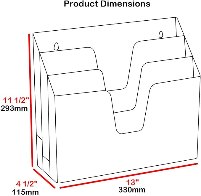 Acrimet Horizontal Triple File Folder Holder, Open Top Desktop Document Sorter for Letter Size Papers & Folders, Plastic (Clear Crystal)