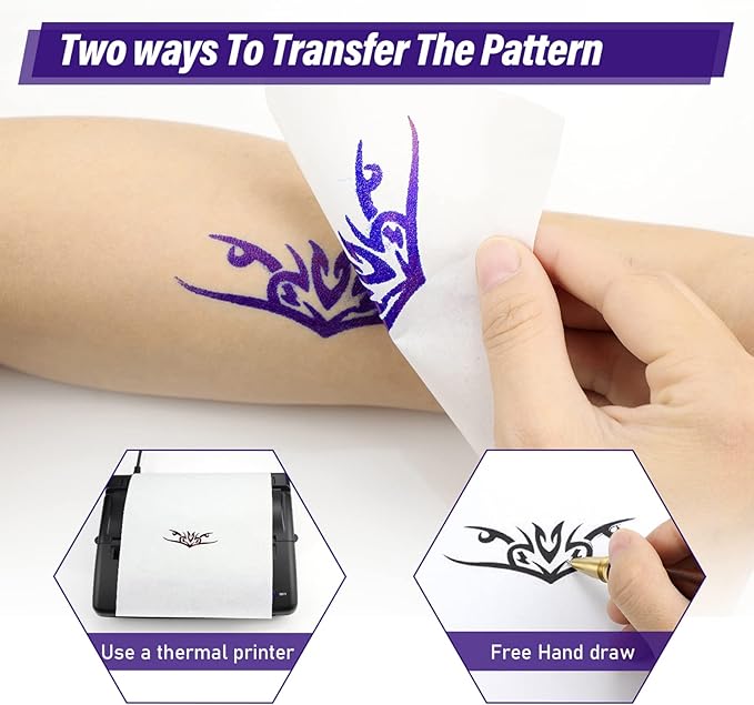 TATELF Tattoo Transfer Paper - 100 Sheets A4 Size Thermal Transfer Paper for Tattooing, 4 Layers Thermal Stencil Paper DIY Tattοο Thermal Tracing Paper for Tattoo Supplies