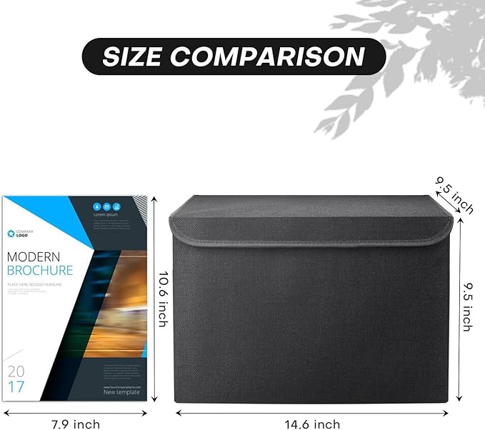 Bagnizer Large 22 Quart Linen Fabric Foldable Storage Bin Cube Organizer Basket with Flip-Top Lid & Handles, Clothes Blanket Box for Home, Office, Closet, Black, 4 Pack 14.6 x 9.5 x 9.5”