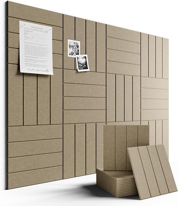 Large Felt Bulletin Board 48" x 36" Cork Board Alternative-12 Pack with 70 Safe Removable Adhesive Tabs, Cork Boards for Walls for Home Office Classroom Pin Board-Earth Brown