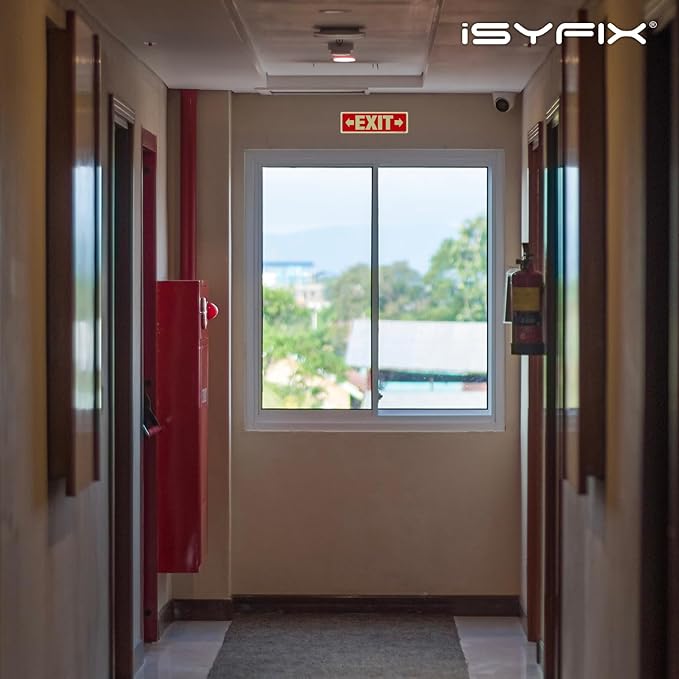 iSYFIX Exit Signs with Directional Right & Left Arrow, Glow in the Dark, Photoluminescent Aluminum 12x4 Inch - 12 Pack, Laminated for UV & Weather Resistance, Ideal for Offices, Schools, Theaters & More