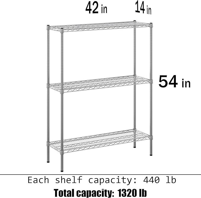 Regal Altair 14" Deep x 42" Wide x 54" Height Wire Shelving Kit | 3-Tier | NSF Commercial Storage Rack Unit