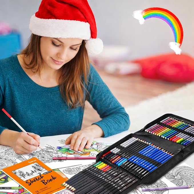 Taotree 81 Pack Art Supplies for Adults Artists Gifts, Pro Art Kit Drawing Pencils Set, Drawing Supplies Sketching Kit Sketch Book, Colored Graphite, Watercolor, Metallic, Charcoal Pencils Sketch Set