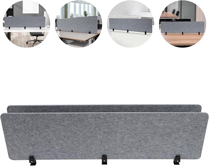 Clamp-On Acoustic Desk Divider, 2Pcs 60x16in Acoustic Partition, Desktop Privacy Panel, Sound Absorbing Workstation Panel (Castle Gray, 60" x 16")