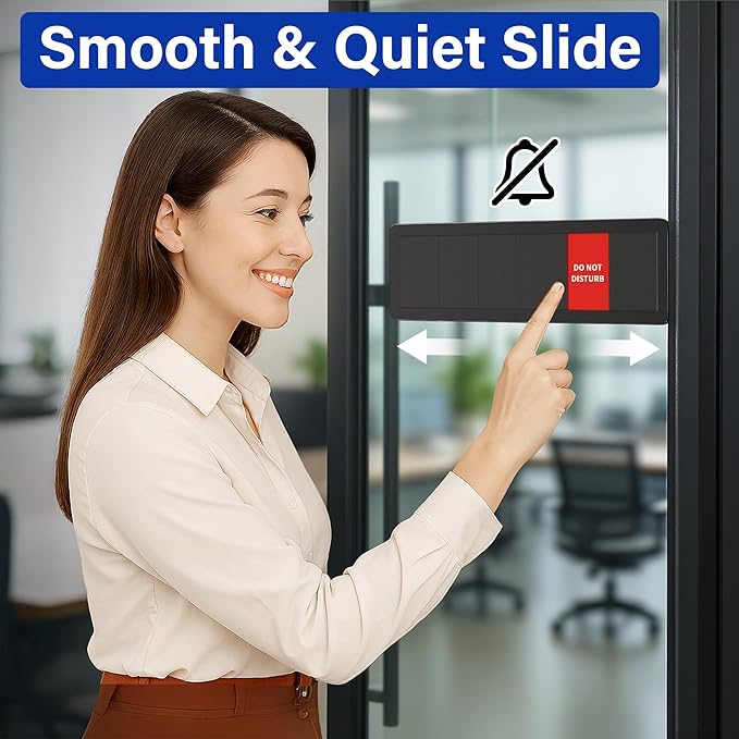 Office Door Signs with 6 Printed Status Options – Do Not Disturb, Out of Office, In a Meeting, Please Knock, Work from Home, Back Soon – Includes Custom Personalized Blank Sticker for Privacy Workspace or Studio Available and Away