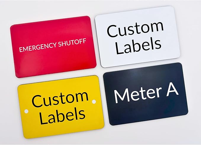 Custom Engraved Electrical Panel Labels with Mounting Holes – Durable 2-Tone Acrylic Breaker Box, Meter, & Equipment Tags – Electrical ID Plates & Utility Nameplates (2 INCH x 3 INCH)