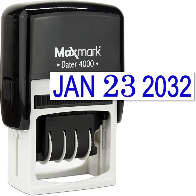 MaxMark Dater 4000 Self Inking Date Stamp - Blue